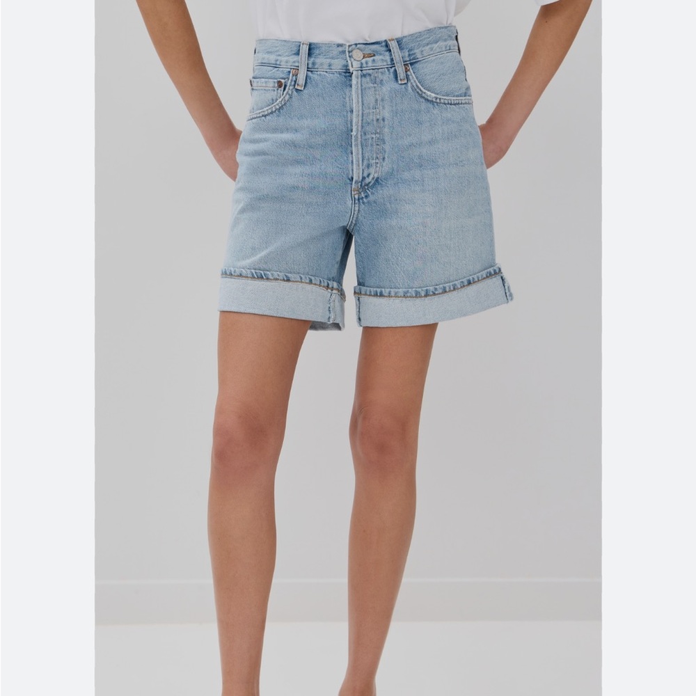 Agolde Dame long denim shorts
